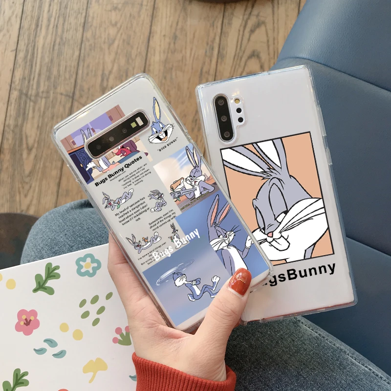 

Cute Cartoon Bugs Rabbit Silicone Phone Case for Samsung Note 10 8 9 plus S10 E S9 S8 S7 A30 A50 A70 A80 A90 A5 A8 A9 Soft Cover