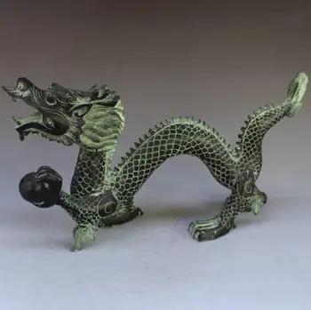 

YM Copper Statue Exquisite Antique Chinese Bronze Carving Mythical Animal Flying Dragon Play Beads Wonderful Animal Statue