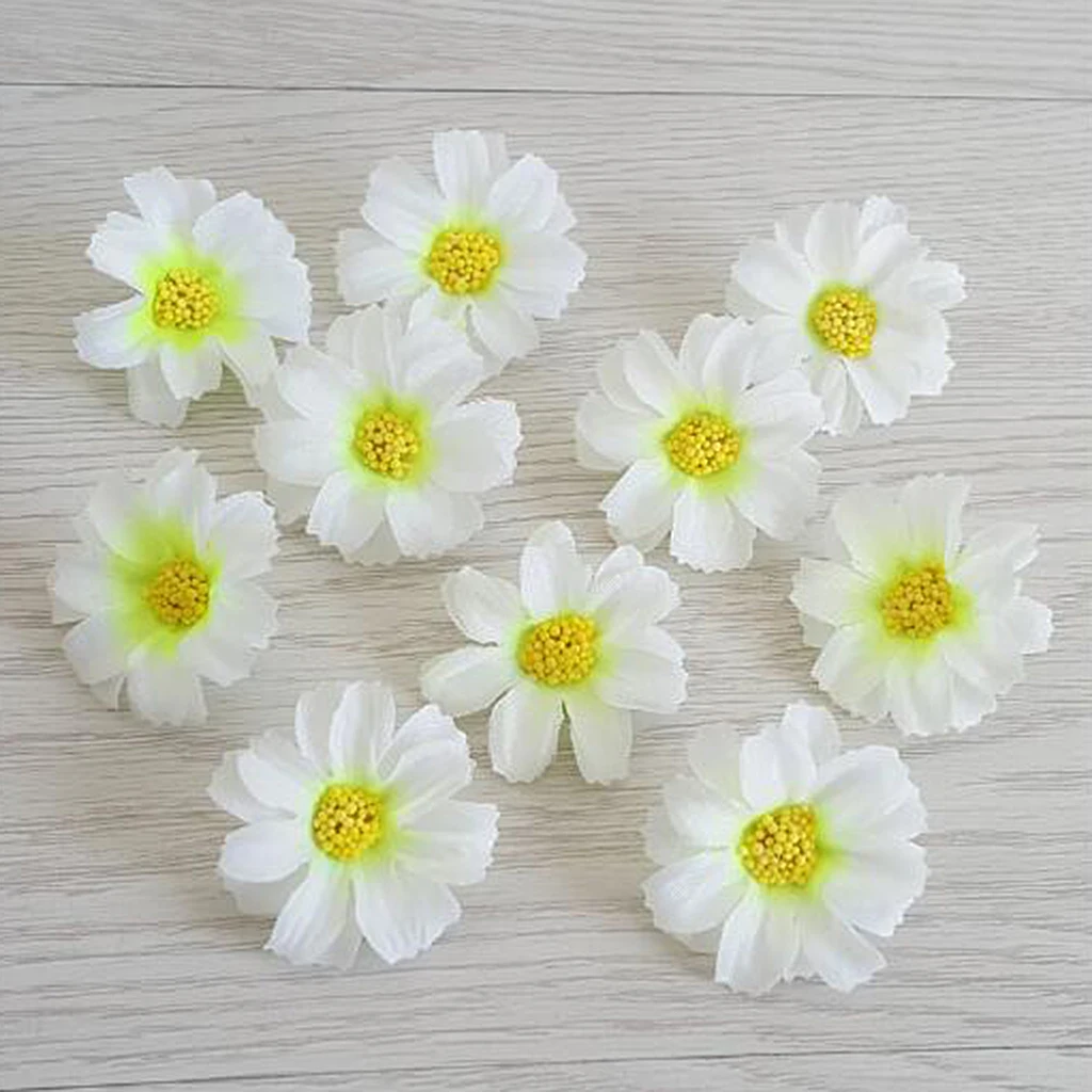 10Pcs Vivid Artificial Daisy Flowers Faux Flower Heads DIY Bouquet Floral Decor