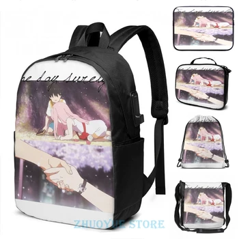 

Graphic print One day, Surely... - Zero Two and Hiro. USB Charge Backpack men School bags Women bag Travel laptop bag