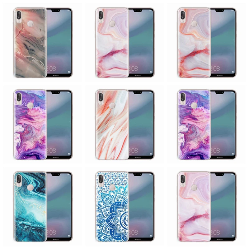 

Soft Case For Huawei Honor 7A 8A 8X 8C 9 10 Mate 20 P Smart P10 Lite Nova 3 TPU Marble Pattern Cover D182
