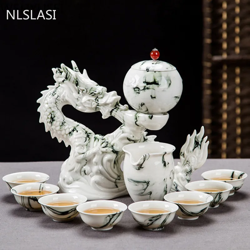 Chinese Upscale Automatic ceramics Tea Set Household porcelain Teaware Lazy Portable Strainer Cup wine set tea ceremony supplies
