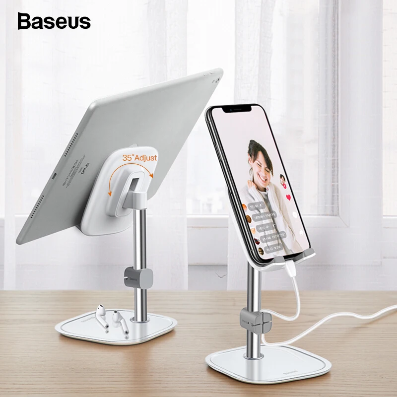  Baseus Desk Mobile Phone Holder Stand For iPhone Cell Universal Adjustable Metal Desktop Table Tabl