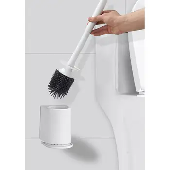 

TPR Silicone Toilet Brush with Holder Handle Soft Bristles Bathroom Cleaning Set Wall Mounted Floor Standing Toilet Bowl Brush