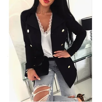 

Women Autumn Wool Blends Coats Streetwear Classy Solid Double Breasted Turn-down Collar FSlim Woolen Coat Elegant OL Workwear