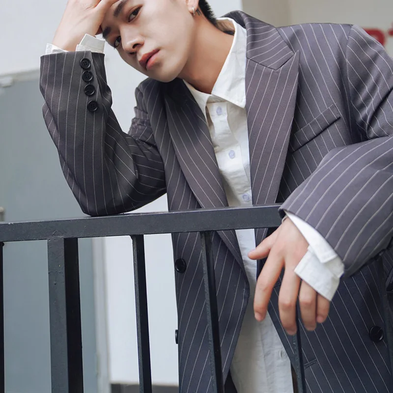 Autumn New Blazer Men Fashion Business Casual Striped Dress Jacket Man Streetwear Wild England Wind Jacket Male Suit Jacket Autumn New Blazer Men Fashion Business Casual Striped Dress Jacket Man Streetwear Wild England Wind Jacket Male Suit Jacket