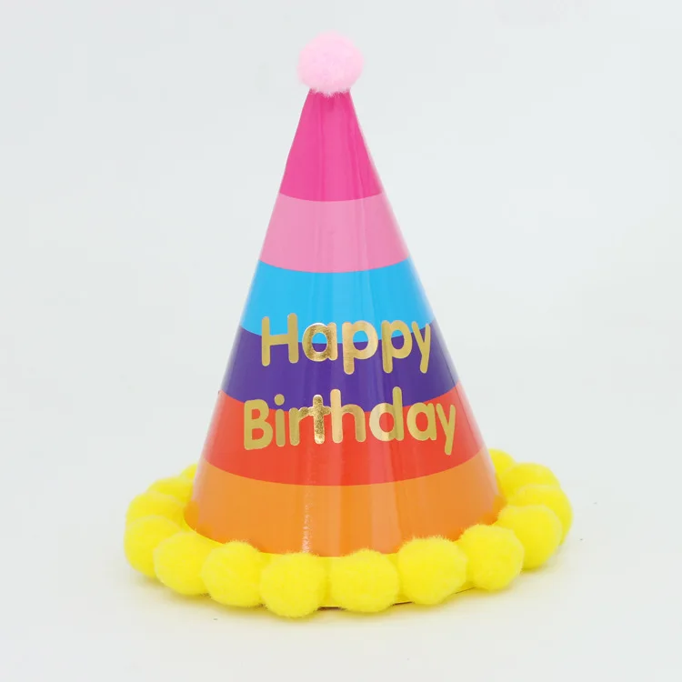 16 стилей 1 шт милые мальчик девочка счастливые шляпы для вечеринки по случаю Дня рождения точка с Hairball кепки вечерние конусные шляпа День рождения шляпа Baby Shower - Цвет: 1pcs