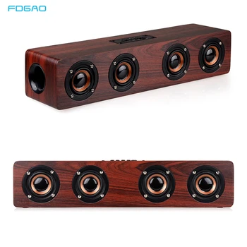 

FDGAO 12W Hifi Bluetooth Speakers Wireless Stereo Subwoofer Altavoz Wood Home Audio Desktop speaker Handsfree TF caixa de som