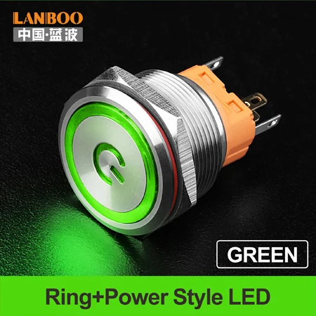 Green LED Power 25 мм SPST 12 вольт led подсветкой DPDT мини кнопочный переключатель для мусора - Цвет: Green LED Power