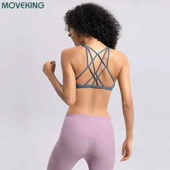 

High Impact Cross Straps Sports Bra Women Yoga Running Fitness Padded Sportswear Push Up Workout Training Bra