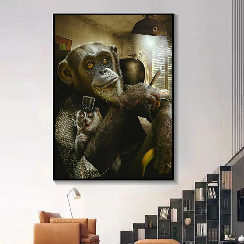 Modern-Animal-Art-Smoking-Monkey-Canvas-Painting-Wall-Art-Posters-Prints-Wall-Pictures-for-Living-Room (1)