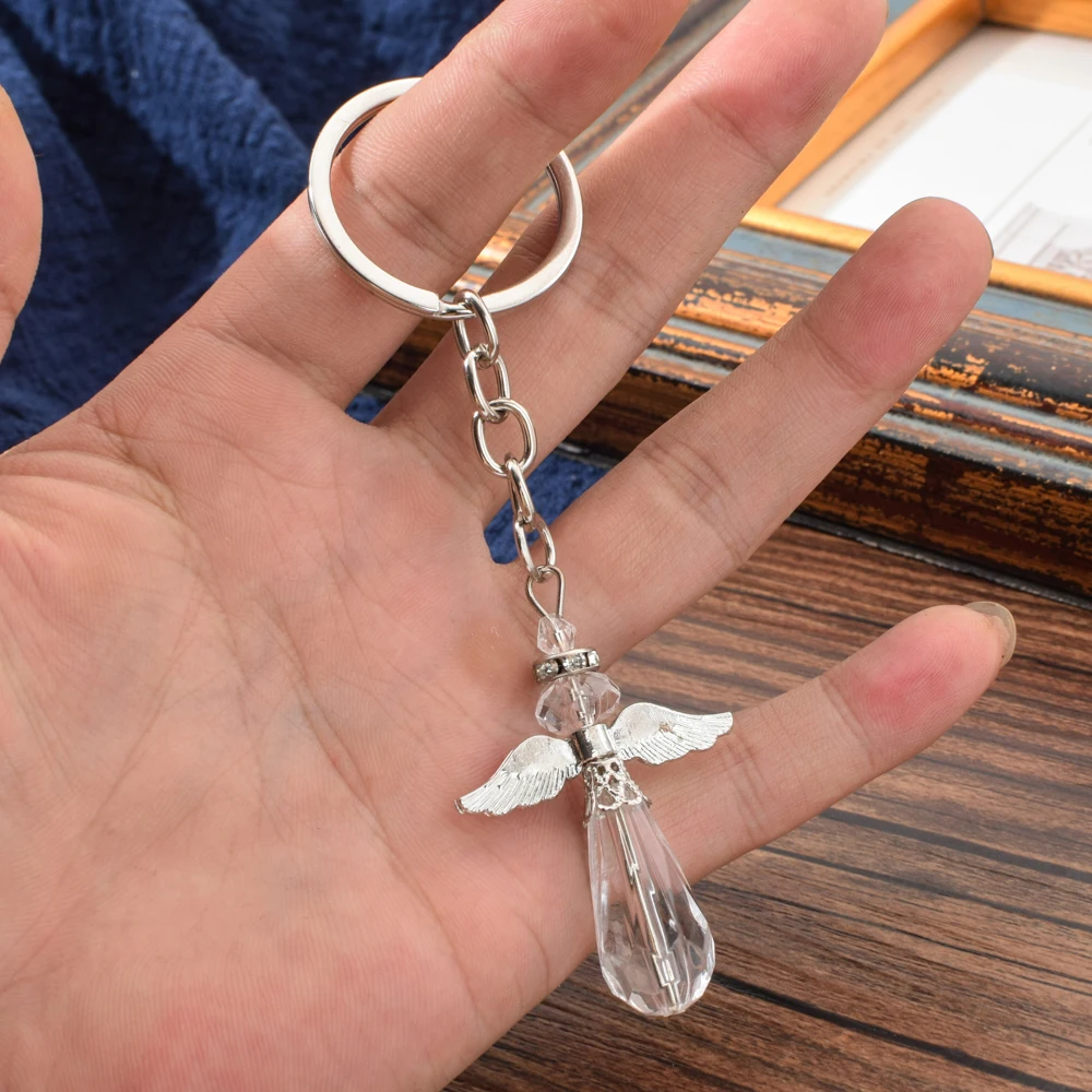 Vicney новейший тонкий Ангел пара брелок для ключей для женщин подарок автомобильный брелок прозрачный брелок с изображением ангела влюбленных Патри ювелирное изделие брелок для ключей