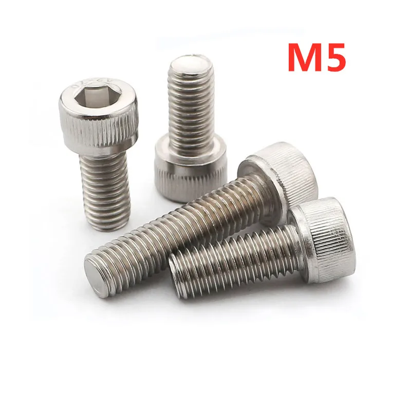 100pcs/lot M5*6/8/10/12/16/20/25/30/35/40/45/50/55/60/65/70/80/90/100 DIN912 Stainless steel hex socket cap screw allen bolt |