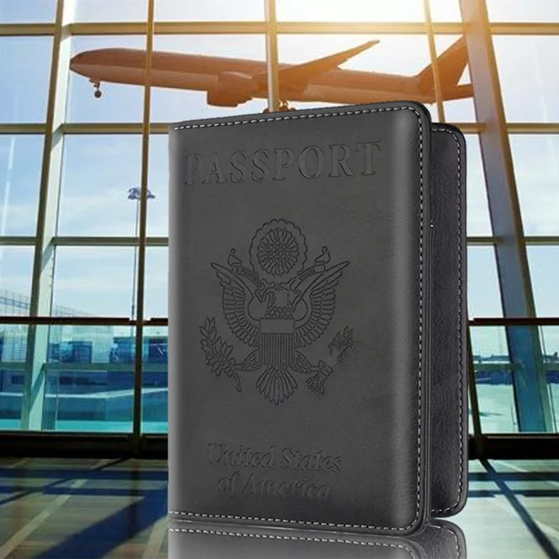 Vintage Leather Passport Holders PU Leather Passport Covers Bank Card ID Credit Card Holder RFID Travel Document Cover