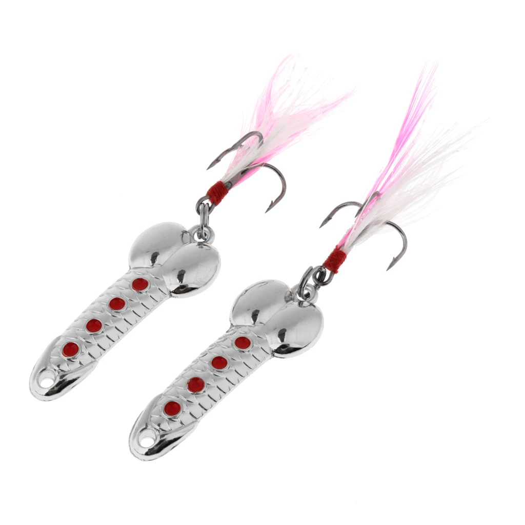 2 pcs Casting Spoons Lures Hard VIB Metal Wobble Fish Lures Sinking Spinners Bait with Treble Hook Funny Fishing Gear
