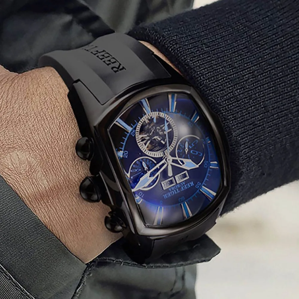 Риф Тигр Лидирующий бренд роскошные большие автоматические часы для мужчин