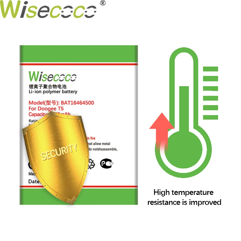 Wisecoco BAT16464500 5650 мАч продукт батарея Для DOOGEE T5 T5 Lite телефон Высокое качество Замена батареи+ номер отслеживания