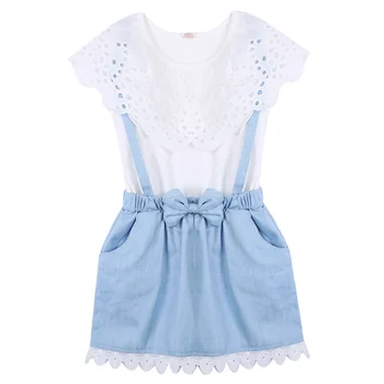 

2019 New Fashion Baby Kids Girls Cotton Dress Cute Princess Sleeveless Hollow Out Denim Tulle Bowknot High-quality Dresses 2-7Y