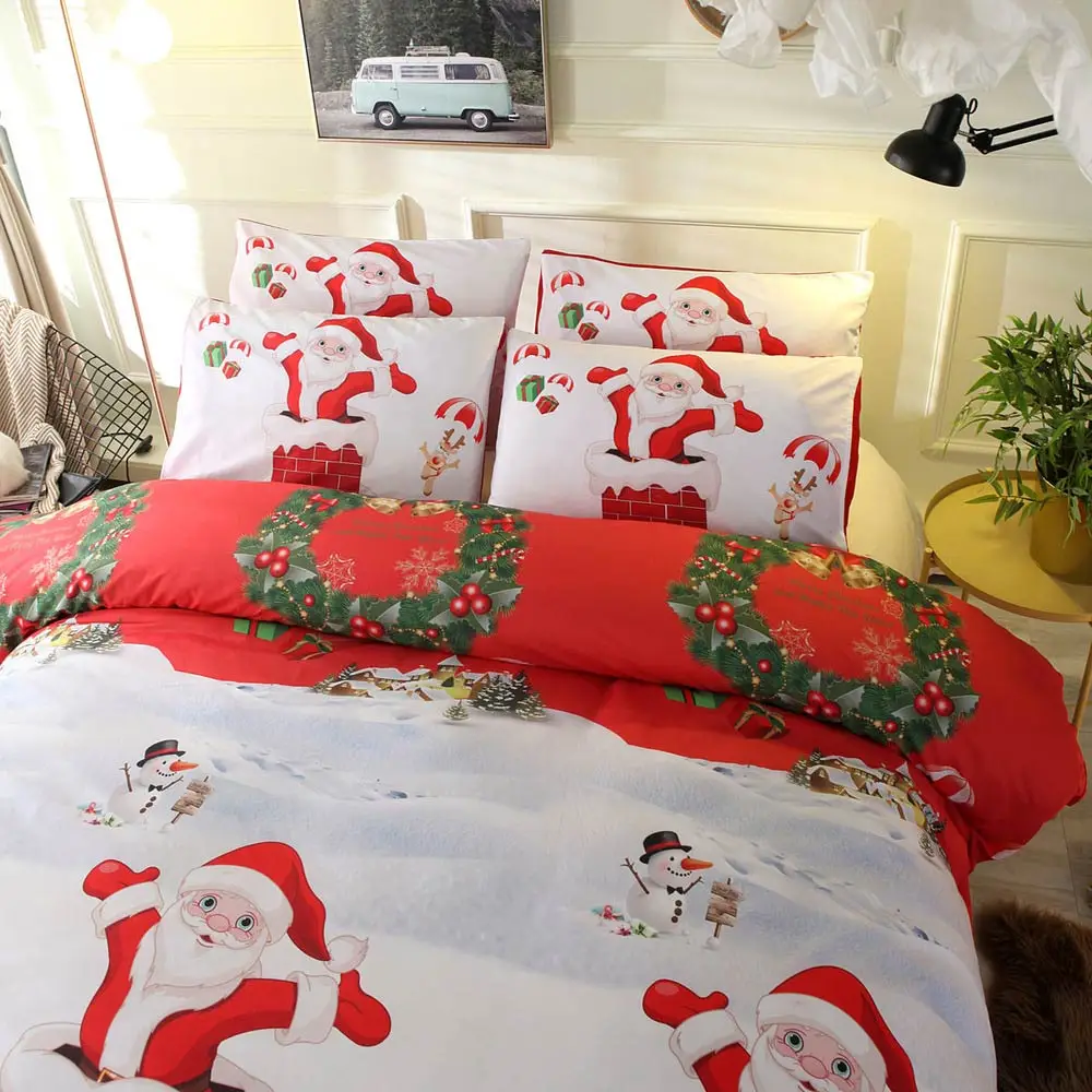 

Svetanya Pillowcase+Duvet Cover Bed Set Christmas Print Bedding Set (no Sheet) Single Full Queen King Size