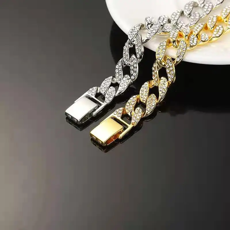 OWNCOOL Iced Out Cuban Link Chain Bracelet - Hip Hop Jewelry For Men & Women, Gold Plated