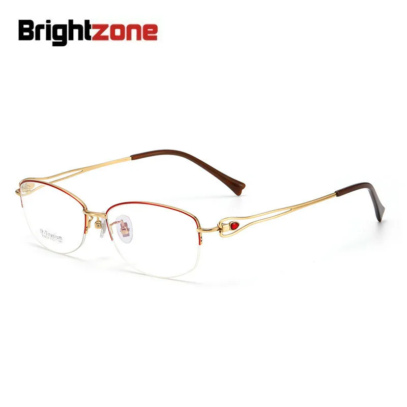 

Fashion Small Pure Titanium Spectacle Ladies Korean Gold Eye Glasses Clear Lenses Optical Half Frame Small Metal Eyewear Miopia