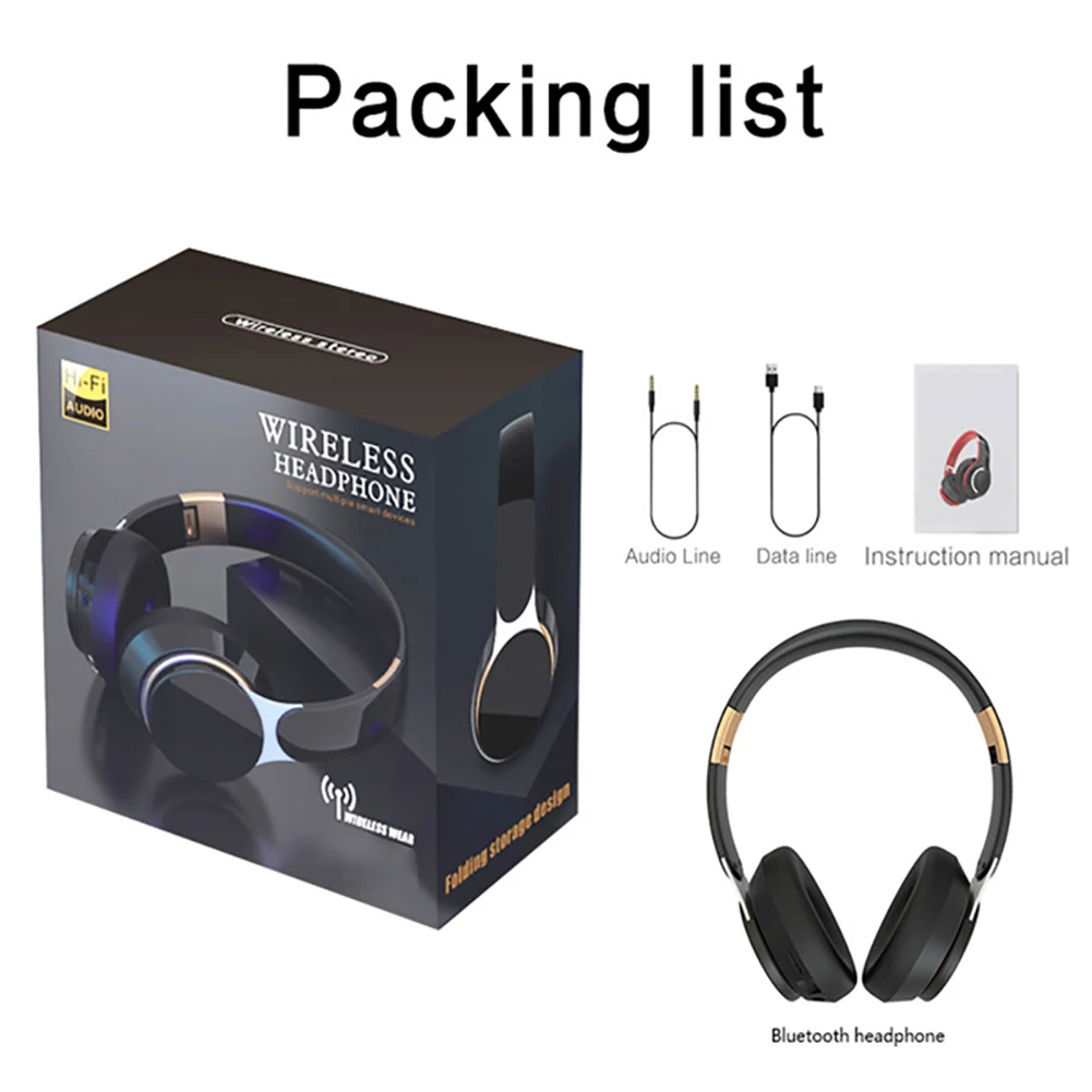 New Wireless Headphones Bluetooth5 0 Headset Foldable Stereo Headphone Gaming Earphones With Microphone For PC Mobile phone Mp3