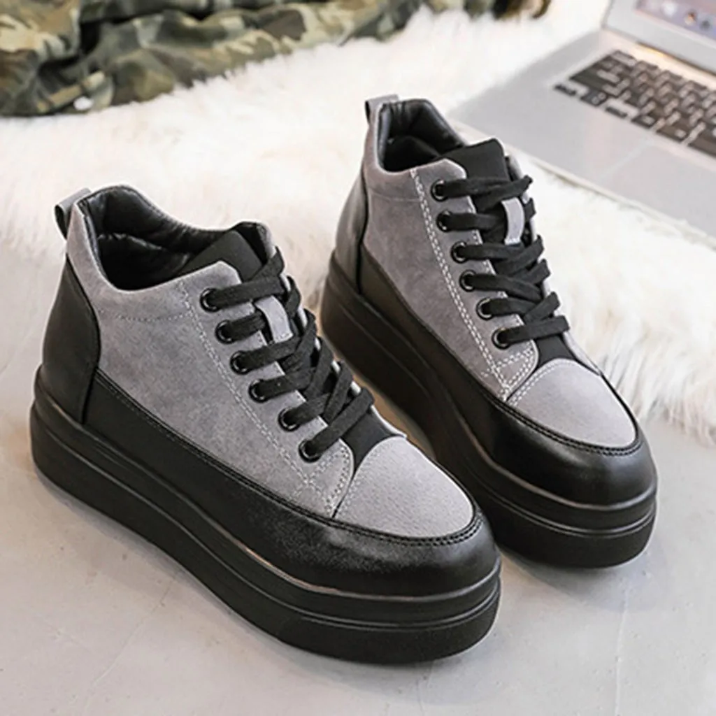 

SAGACE New Fashion 2019 Women Mix Colors Simple Platforms Med Cool Lazy Casual Lace Up Winter Female Shoes zapatos mujer Jul29