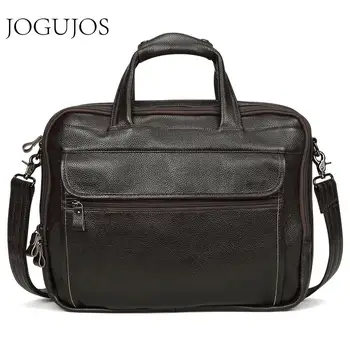 

JOGUJOS Luxury Designer Men's Briefcases Genuine Leather 15"Laptop Briefcase Shoulder Messenger Bag Male Fashion Travel Bag