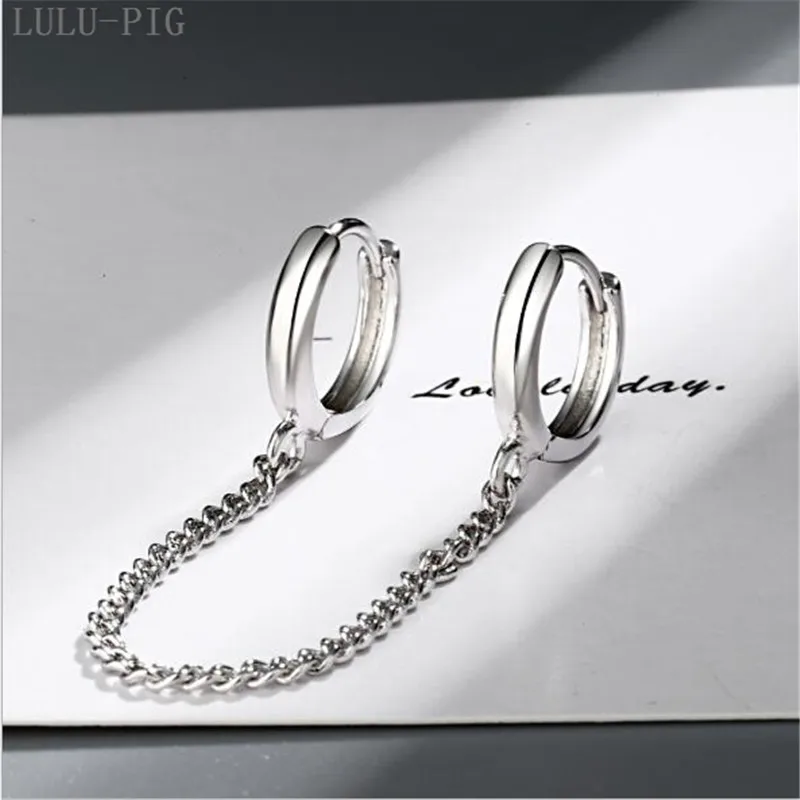 LULU-PIG новые серьги с двумя ушками стильные, простые и классные EH466 - Окраска металла: Silver