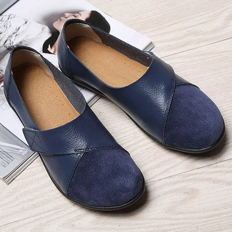 Women Suede Loafers Comfy Slip-on Soft Sole Casual Breathable Flats Shoes J9