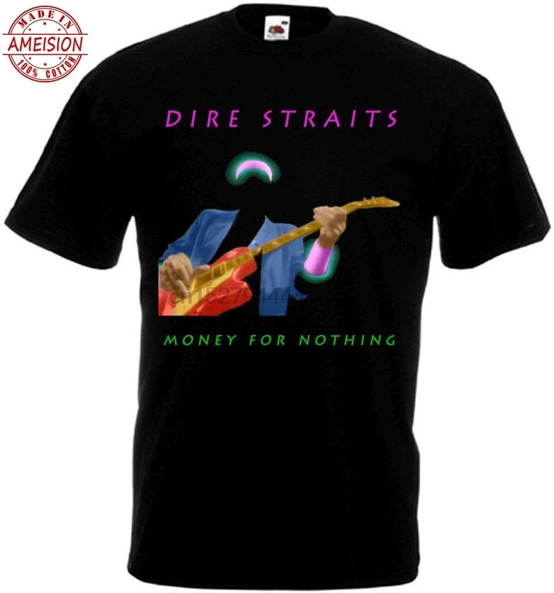 Летняя Новинка 2019 футболка Dire Straits-Money for Nothing черная с постером все размеры