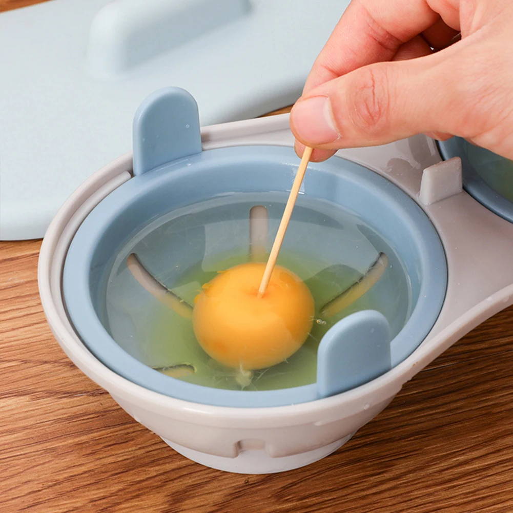 TOQUEUR A OEUF,BleuPocher les œufs au micro ondes, cuiseur à vapeur, Gadget de cuisine, lave