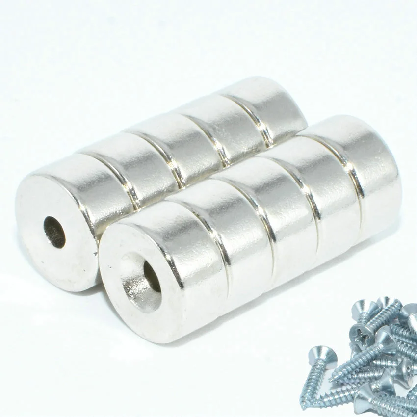 NdFeB Garage Magnet Disc Diameter 12.7x6 mm Thick M3 Screw Countersunk Hole 1/2&quot Neodymium Permanent Magnets 10pcs/pack |