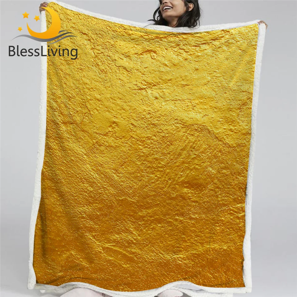 Blesslave 3D печатных пледы одеяло золотой цемент текстуры плюшевые покрывала