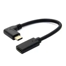 0.5 Meters Type-C USB 3.1 Male to USB-C Female 90 degree Extension Data Cable Extender Cord Reversible Design