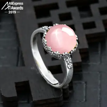 

10*10mm 6.18 Sale S925 Sterling Silver Africa Rose Quartz Rings art and craft gift shop lithuania Chalcedony