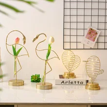 Золотой Фламинго кактус Гидропоника контейнер ваза с светильник вазы для цветов Стекло пробирка светильник s ваза для украшения интерьера подарок