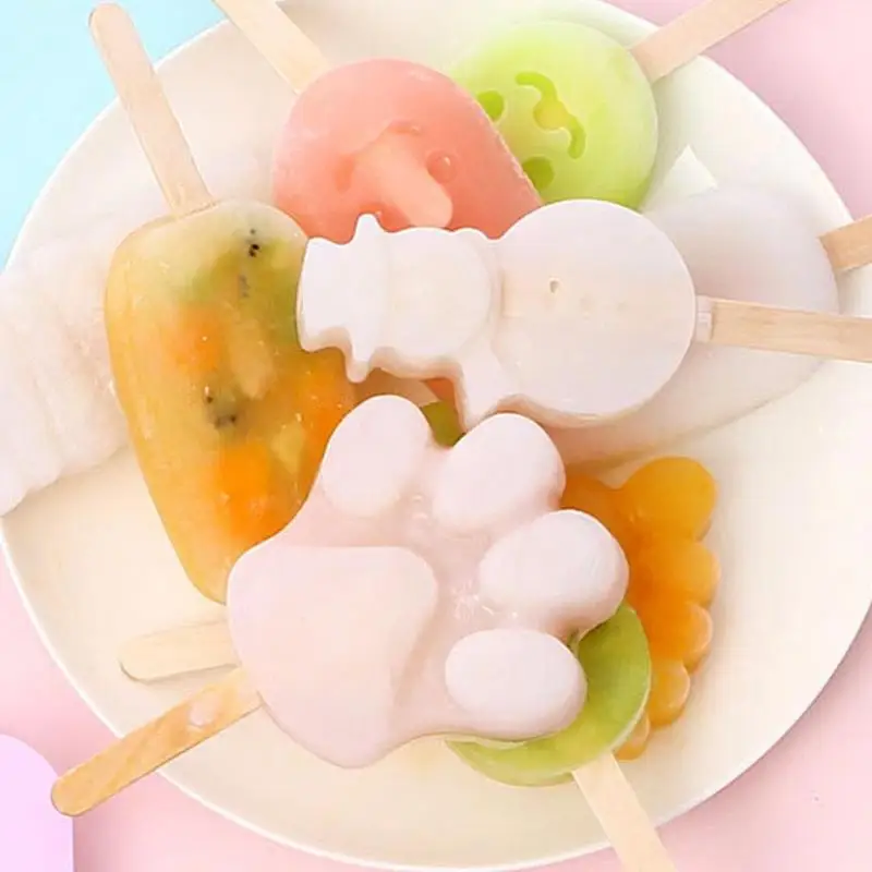 Kawaii мультфильм DIY Форма для мороженого на палочке силиконовая для кубиков льда(включает в себя шаблон ручной работы 50 лоток для мороженого со снеговиком J8W6