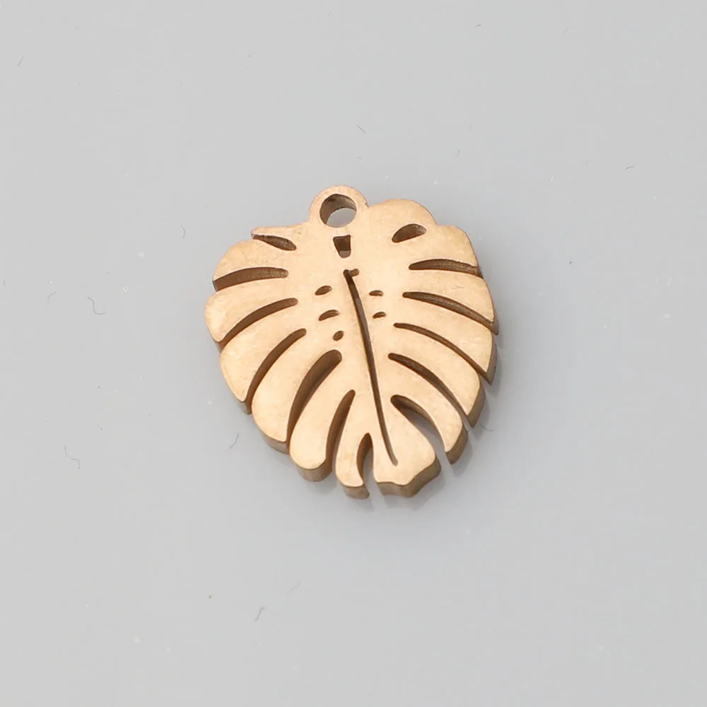 5pcs/lot Polishing Leaf Stainless Steel Decoration Pendant Connectors Bohemia Handmade Charm DIY Earrings Jewelry Making - Окраска металла: Rose gold