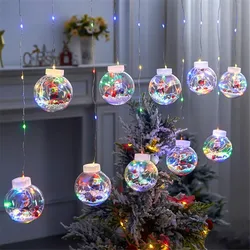 LED Curtain Lamp Santa Claus Snowman Wishing Ball Lamp String Window Holiday Decoration Copper Wire Lamp Ball Color Lamp String