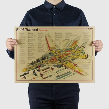 

AIMEER Famous fighter series-F-14 Tomcat classic nostalgic retro kraft paper poster decoration wall stickers 51*36cm