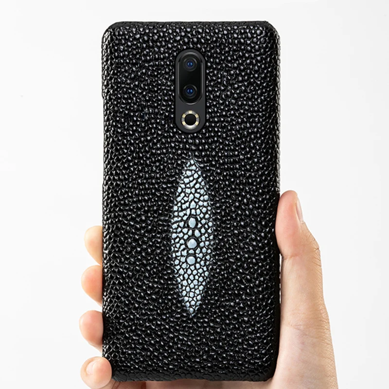 Genuine Leather Phone Case For Meizu 16th Plus 16 16X 17 Pro 7 Plus Cases Luruxy Cowhide Pearl Fish Texture Back Cover Funda