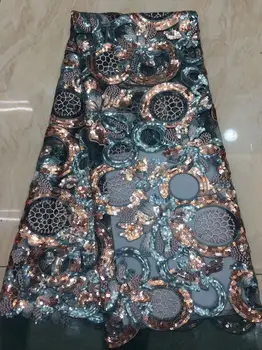 

New Fashion French Net Lace Cloth Nice Tulle Mesh Lace Fabric With Sequins For Party Dress PAN287(5yards/lot)