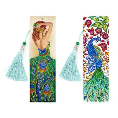 Diamond Painting DIY 5D Bookmarks PU Diamond Mosaic Embroidery Cross Stitch kit Gift 2pcs set