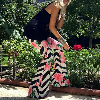 

plus size clothes flare pant 2020 fashion harajuku print casual girls trousers woman streetwear clothing women pants pattern