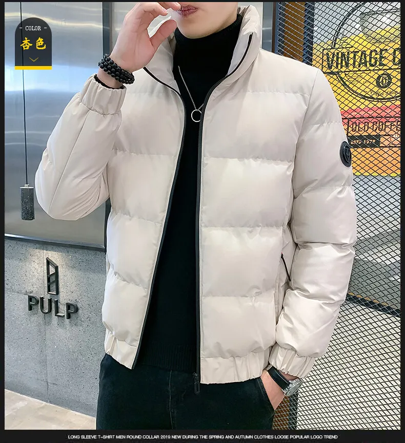 hooded parka Brand Fashion Men Winter Jacket Stand Collar Solid Color Male Warm Thick Coats Outerwear Black Khaki Size M-5XL faux fur lined parka