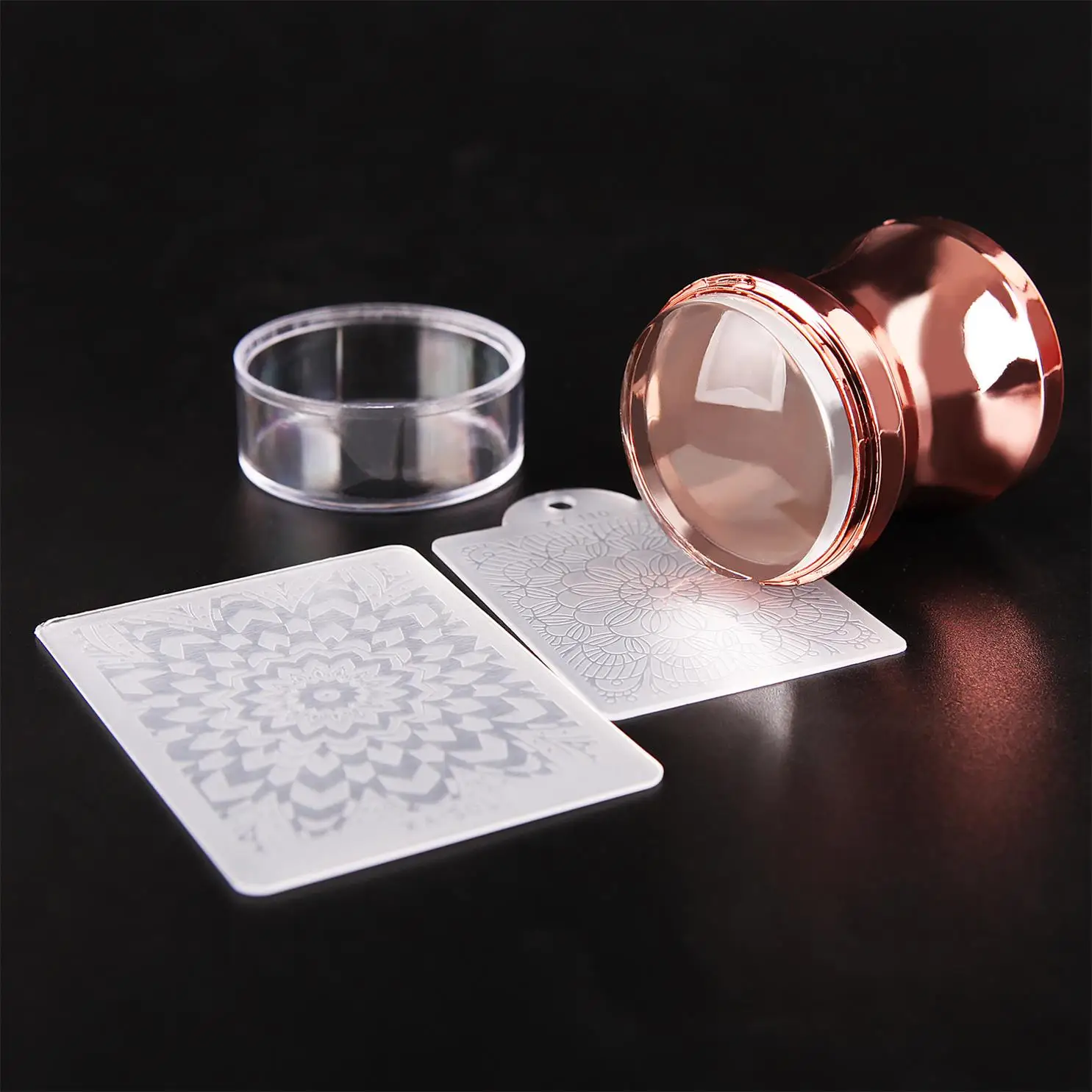 

3pcs Nail Stamper Plates Scraper Set with Cap Silicone Nail Art Templates for Stamping Polish Print Manicure Plate Tools