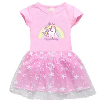 

New Little Pony Wear Kids Girls Toddler Girl Dresses Rainbow Costume Everyday Dress Baby Pony Pajamas Baby Girl Home Wear 2-6