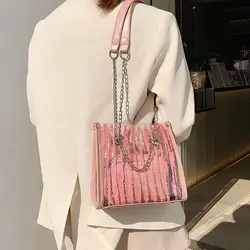 Прозрачная сумка, летняя сумка с цепочкой для девочек, новый вид чистой сумки для мамы и ребенка, одноцветная сумка на плечо