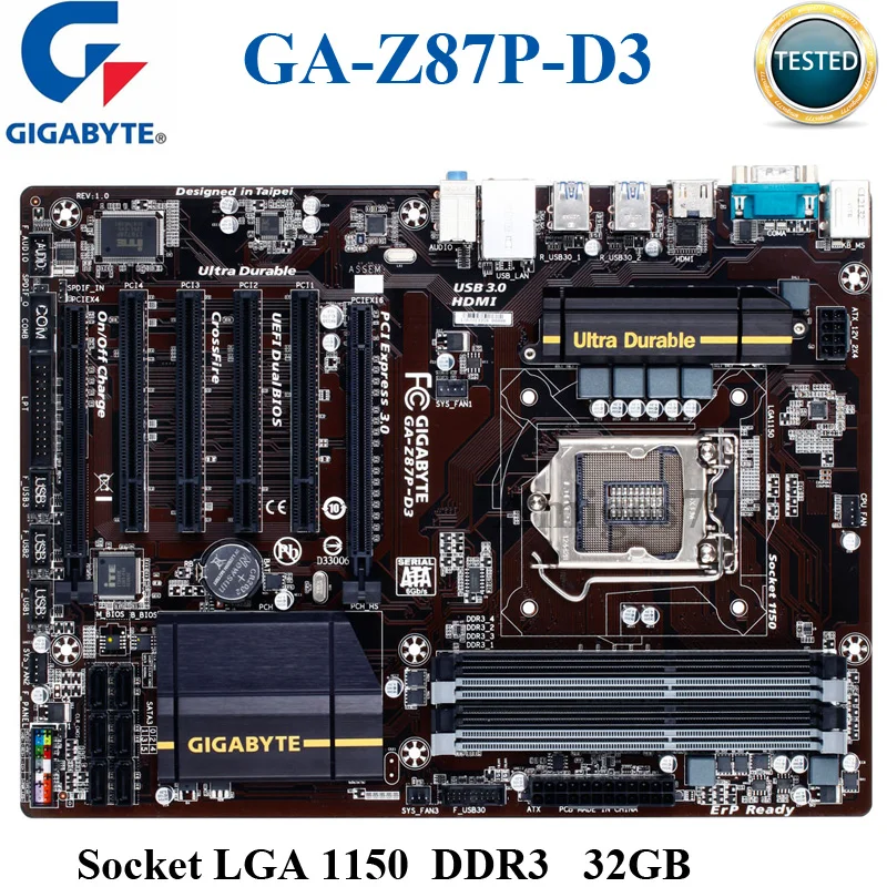 LGA 1150 Материнская плата Gigabyte GA-Z87P-D3 Z87 материнская плата LGA 1150 DDR3 32GB Core i7 i5 i3 DDR3 32G SATA3 USB3.0 HDMI блок питания ATX